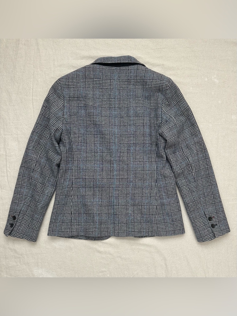 Ines De La Fressange x UNIQLO Wool Blend Glen Plaid Blazer Jacket Blue Accent M - Picture 9 of 12